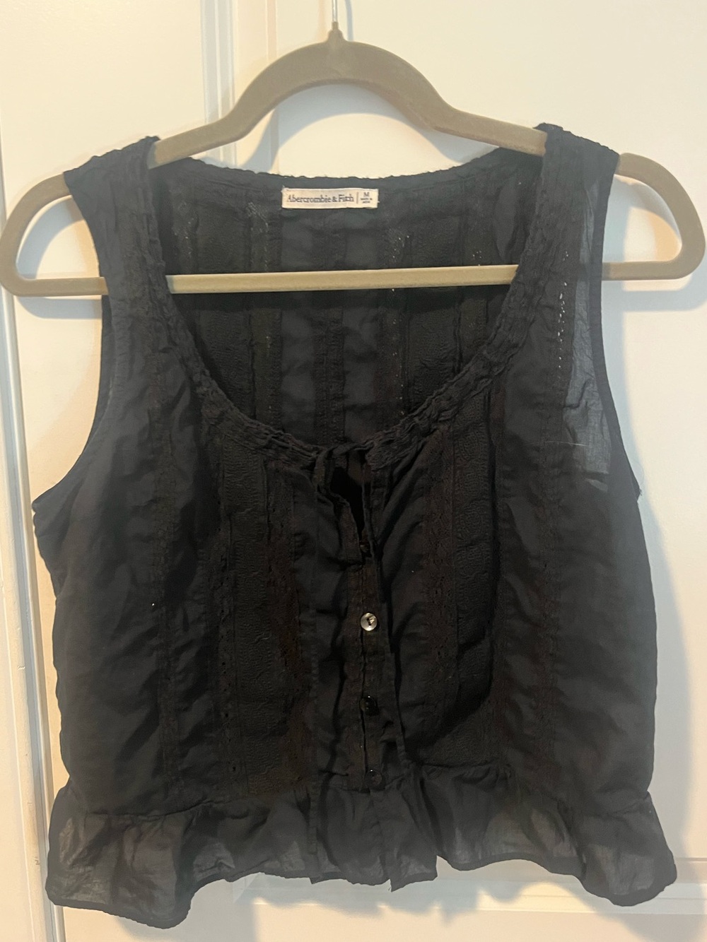 Abercrombie & Fitch Black Lace-Trim Sleeveless Camisole